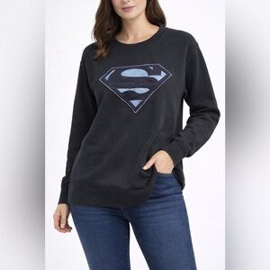 Six Flags Superman Crewneck Sweatshirt Blue Logo Size S Y2K 2000s Vintage